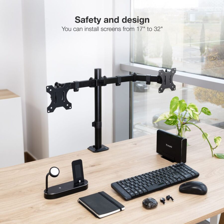 SOPORTE DE MESA PARA 2 MONITORES TOOQ DB1802TN-B