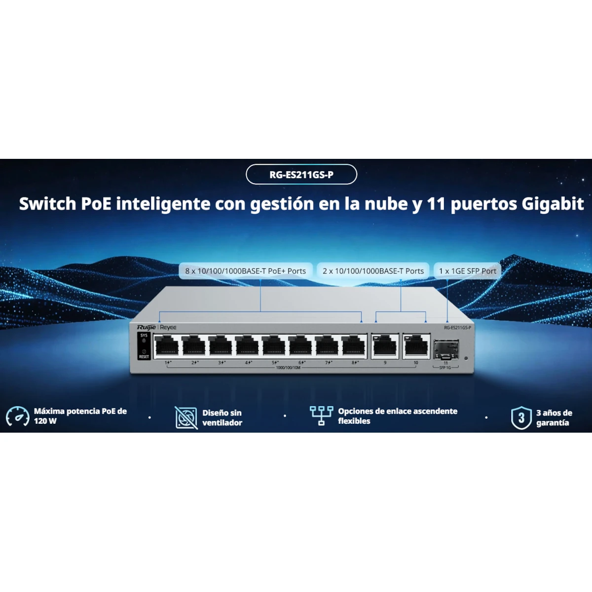 SWITCH GESTIONABLE REYEE RG-ES211GS-P